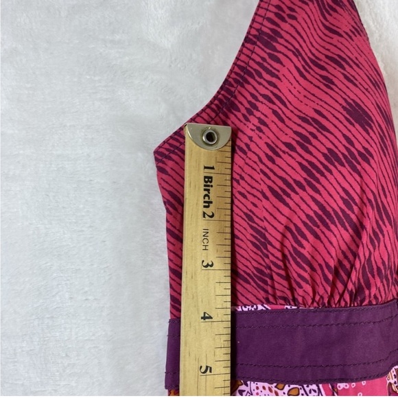 Athleta Mini Halter Dress Women Sz 4 Pink‎ Paisley Mixed print Athletic Padded - Picture 6 of 8